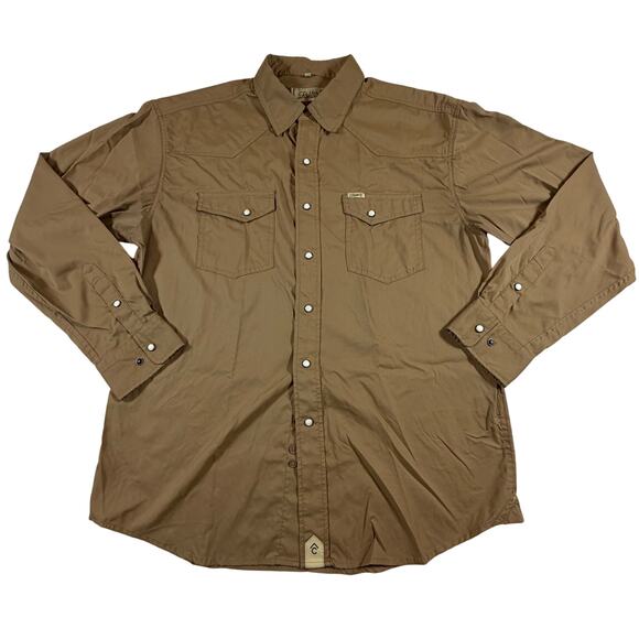 Rafter C Outdoors Western Fishing Vented Pearl Snap Shirt Brown Men’s Sz L - Picture 1 of 7